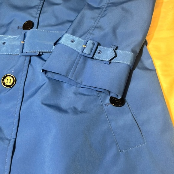 Calvin Klein Double Breast Mid Length Trench Coat Blue Belted Lined Size 0X - Picture 4 of 11